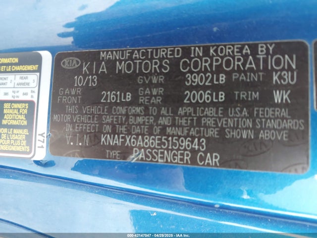 KIA Forte 2014 KNAFX6A86E5159643 Image 9
