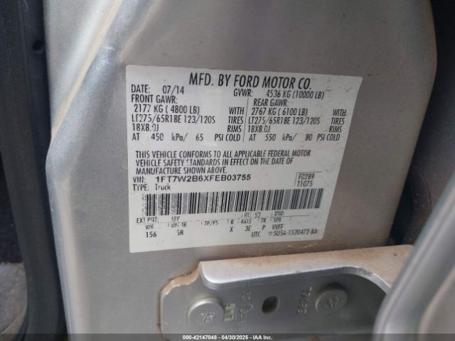 1FT7W2B6XFEB03755 Ford F-250 Lariat