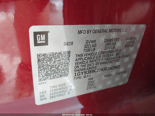 2019 CADILLAC ESCALADE 1GYS3BKJ7KR342801 Photo 8