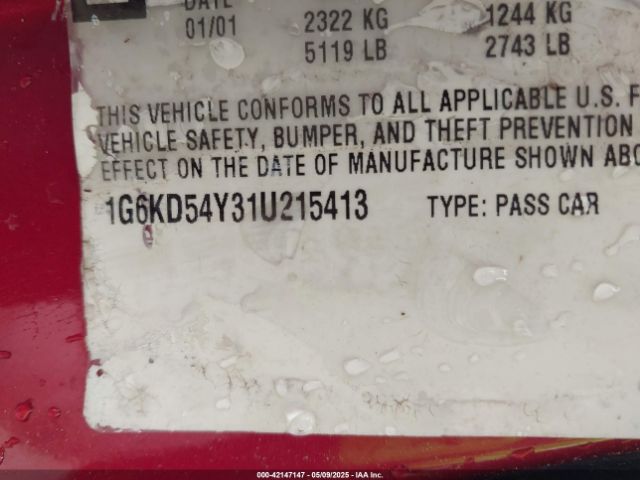 2001 CADILLAC DEVILLE 1G6KD54Y31U215413 Photo 8