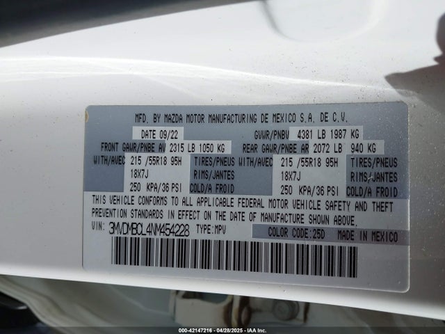 3MVDMBCL4NM454228 Mazda py