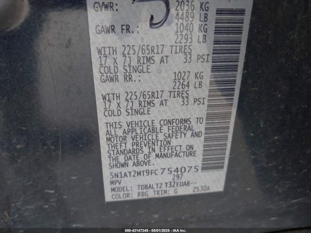 Nissan ROGUE SV 2015 5N1AT2MT9FC754075 Image 9