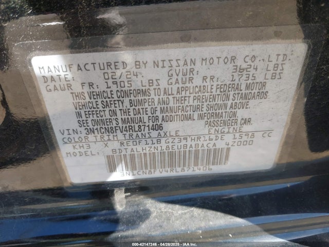 Nissan Versa 1.6 Sr 2024 3N1CN8FV4RL871406 Image 9
