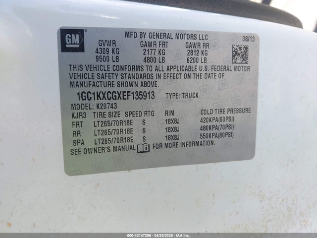 1GC1KXCGXEF135913 Chevrolet Silverado 2500hd Lt