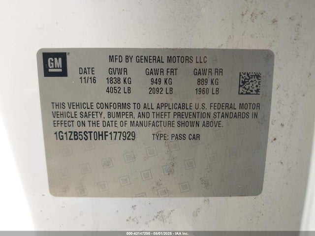 1G1ZB5ST0HF177929 Chevrolet MALIBU LS