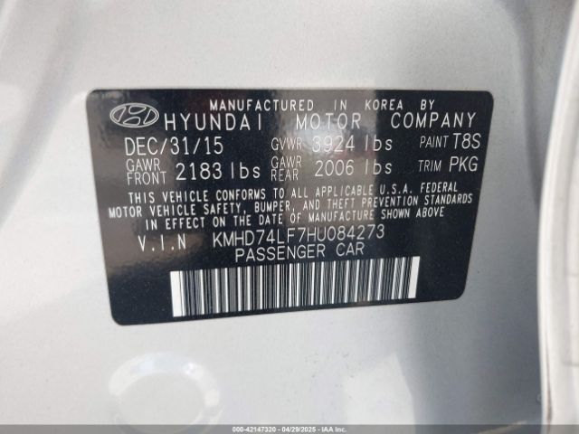 KMHD74LF7HU084273 Hyundai ELANTRA SE