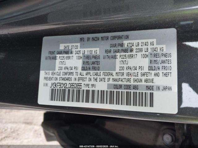 JM3KFBCM2L0850855 Mazda Cx-5 Touring