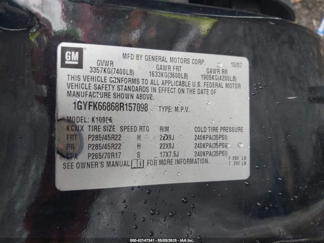 2008 CADILLAC ESCALADE ESV 1GYFK66868R157098 Photo 8