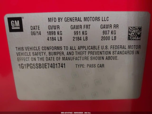 1G1PG5SB0E7401741 Chevrolet CRUZE LTZ