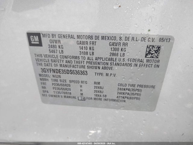 2013 CADILLAC SRX 3GYFNDE35DS636363 Photo 8