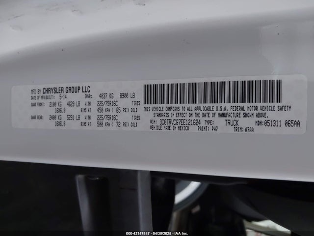 3C6TRVCG7EE121624 RAM Promaster 2500 High Roof