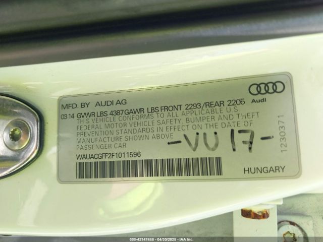 WAUACGFF2F1011596 Audi A3 1.8t Premium