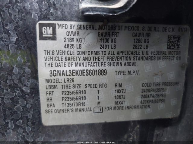 3GNAL3EK0ES601889 Chevrolet Captiva Sport Lt