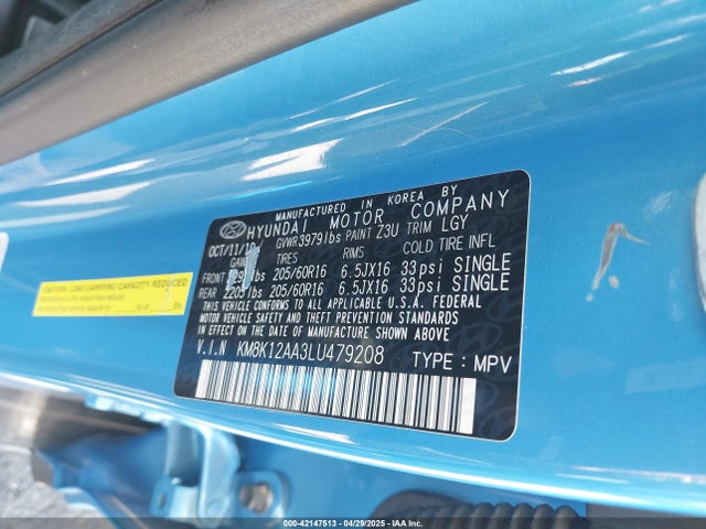 KM8K12AA3LU479208 Hyundai Kona Se