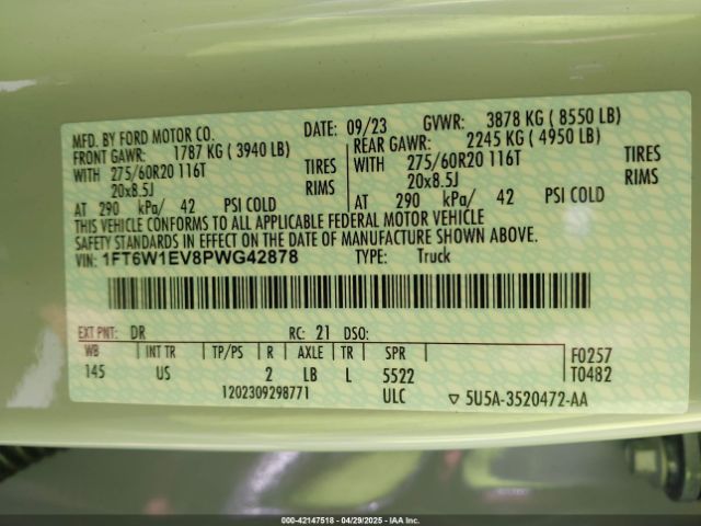 1FT6W1EV8PWG42878 Ford F-150 Lightning Xlt