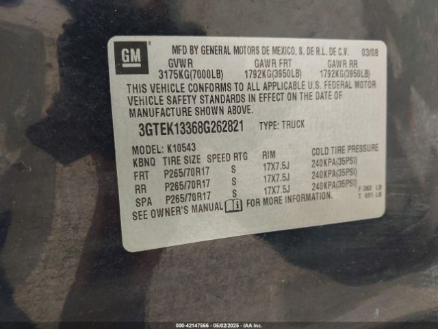 2008 GMC SIERRA 1500 3GTEK13368G262821 Photo 8