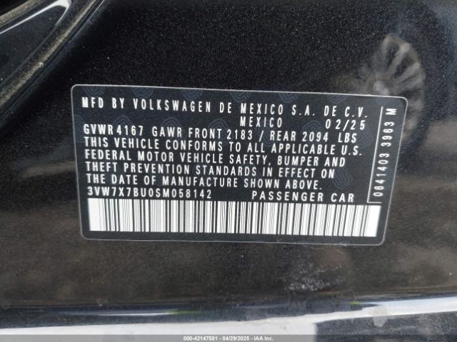 3VW7X7BU0SM058142 Volkswagen Jetta 1.5t Se