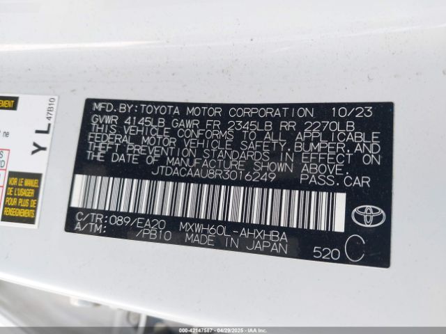 JTDACAAU8R3016249 Toyota Prius Limited