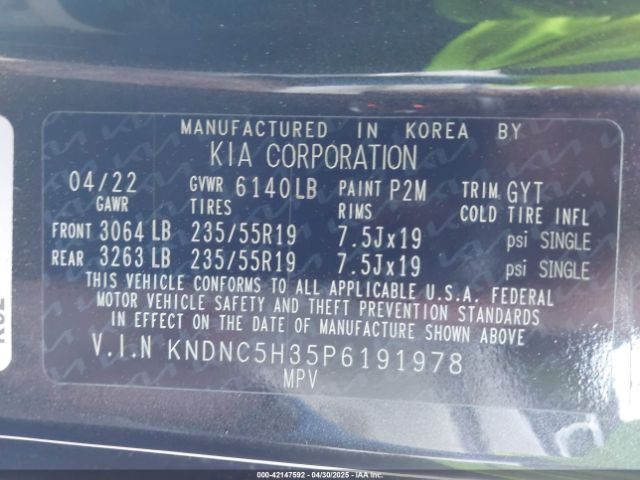 KNDNC5H35P6191978 KIA Carnival Mpv Ex