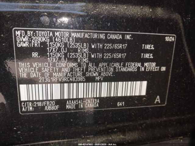 2T3G1RFV9RC483985 Toyota RAV4 LE
