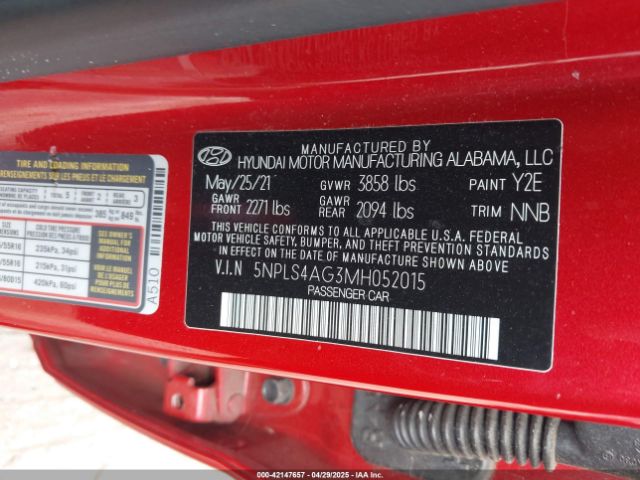 5NPLS4AG3MH052015 Hyundai ELANTRA SEL