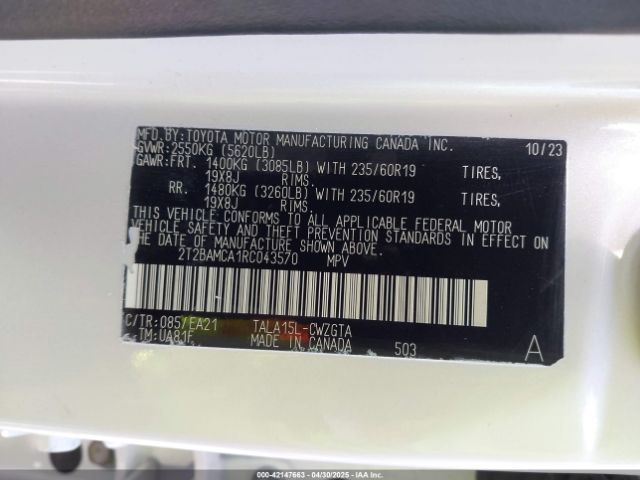 2T2BAMCA1RC043570 Lexus Rx 350 Premium