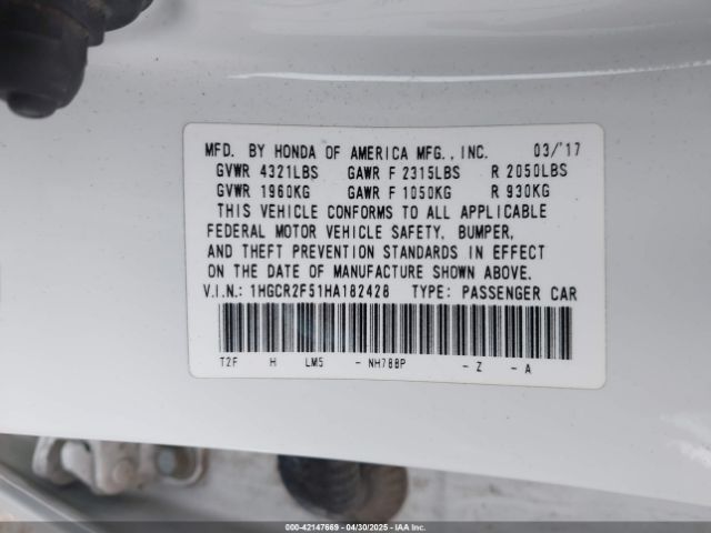 1HGCR2F51HA182428 Honda Accord Sport