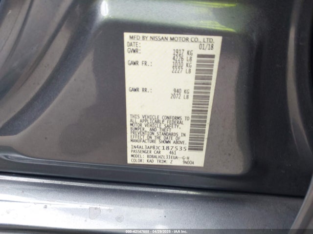 1N4AL3AP8JC187535 Nissan Altima 2.5 Sr