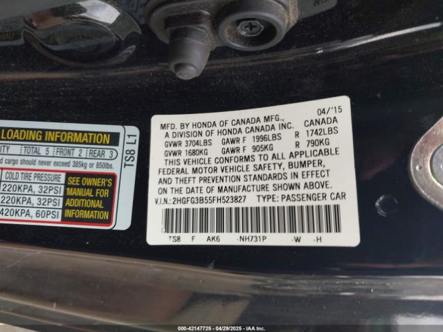 2HGFG3B55FH523827 Honda Civic Lx
