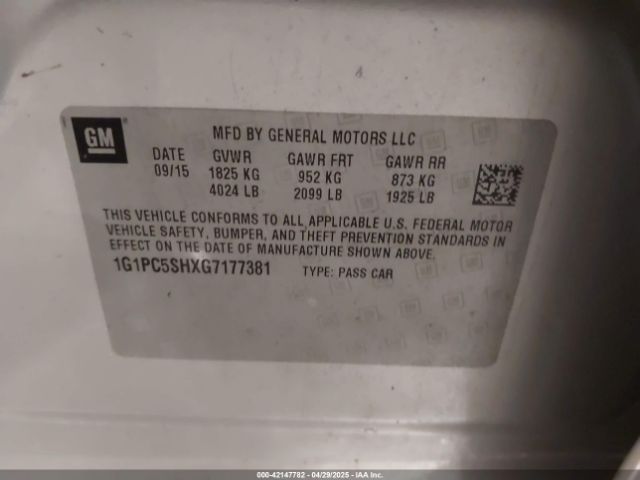 1G1PC5SHXG7177381 Chevrolet Cruze Limited Ls Auto