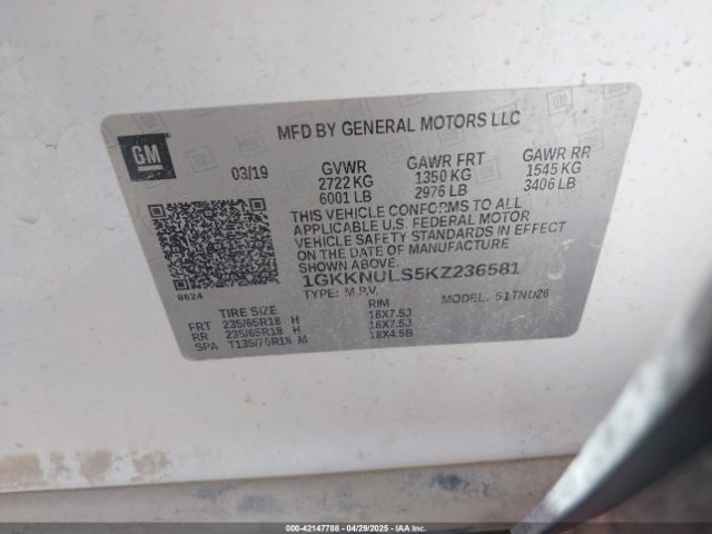2019 GMC ACADIA 1GKKNULS5KZ236581 Photo 8