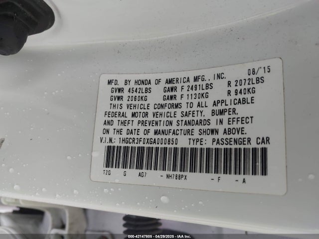 1HGCR3F0XGA000850 Honda Accord Ex-l V-6