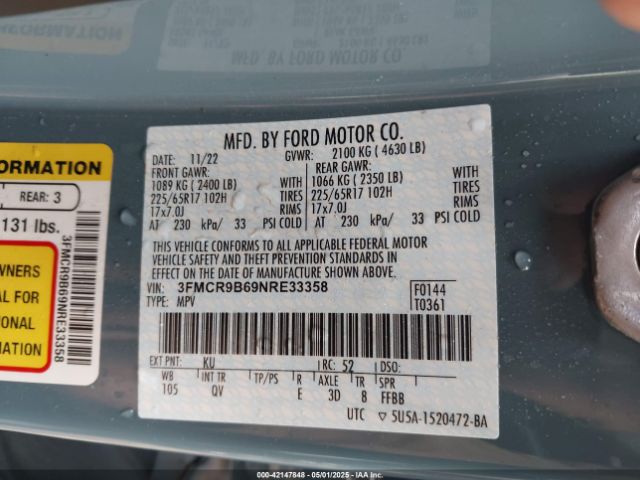 3FMCR9B69NRE33358 Ford Bronco Sport Big Bend
