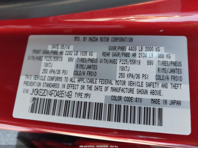 JM3KE2DY4F0485149 Mazda Cx-5 Grand Touring