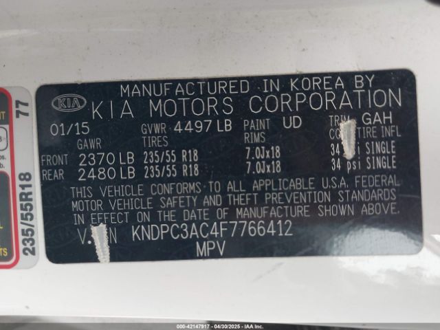 KNDPC3AC4F7766412 KIA Sportage Ex