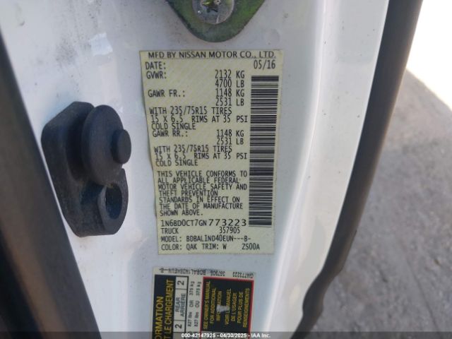 1N6BD0CT7GN773223 Nissan FRONTIER S
