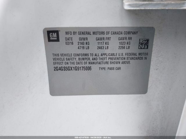 2G4GS5GX1G9175006 Buick Regal Turbo Premium Ii