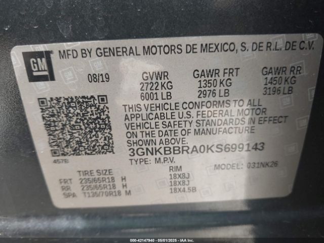 3GNKBBRA0KS699143 Chevrolet Blazer