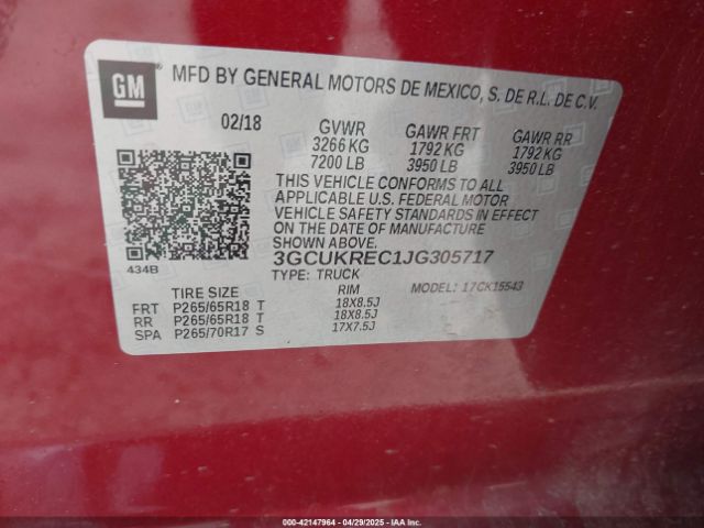 2018 CHEVROLET SILVERADO 1500 3GCUKREC1JG305717 Photo 8