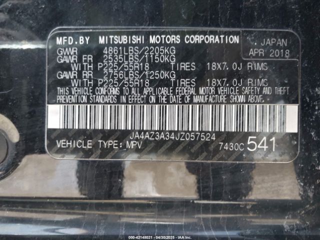 JA4AZ3A34JZ057524 Mitsubishi Outlander Es