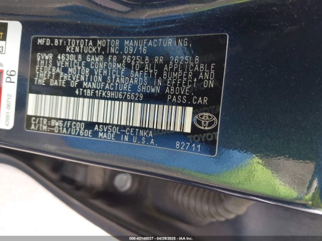 4T1BF1FK9HU676629 Toyota CAMRY LE