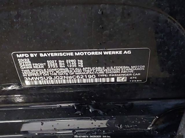 3MW5U9J02N8C62190 BMW 3 Series M340i Xdrive