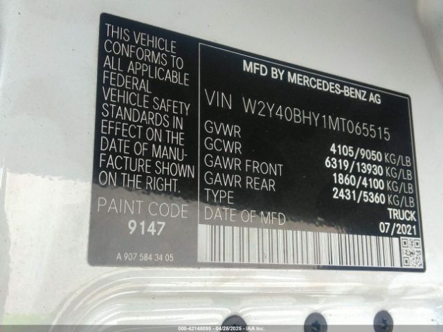 W2Y40BHY1MT065515 Freightliner Sprinter 2500 Standard Roof I4