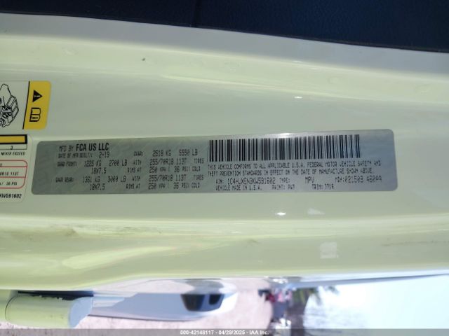 2019 JEEP WRANGLER UNLIMITED 1C4HJXEN3KW591602 Photo 8
