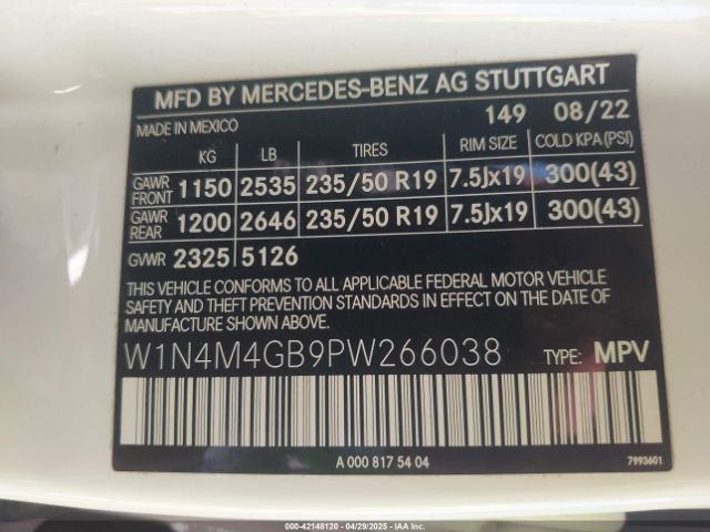 W1N4M4GB9PW266038 Mercedes-Benz GLB 250