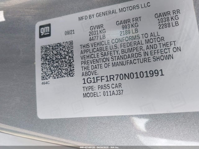 1G1FF1R70N0101991 Chevrolet Camaro Rwd  Lt1