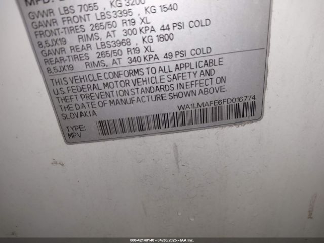 WA1LMAFE6FD016774 Audi Q7 3.0 Tdi Premium