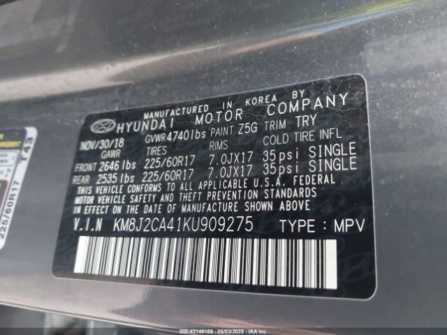 KM8J2CA41KU909275 Hyundai TUCSON SE