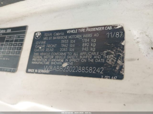 1988 BMW 325 WBABB2302J8858242 Photo 8