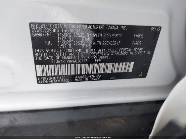 2T3W1RFV8KW030117 Toyota Rav4 Xle
